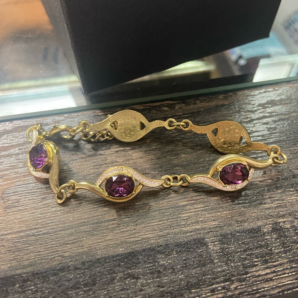 Gold and purple stone bracelet